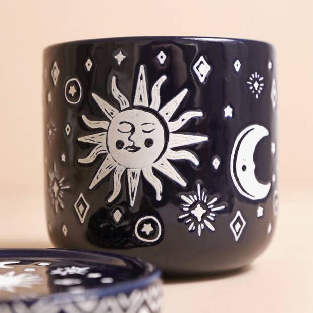 Midnight Blue Sun and Moon Planter