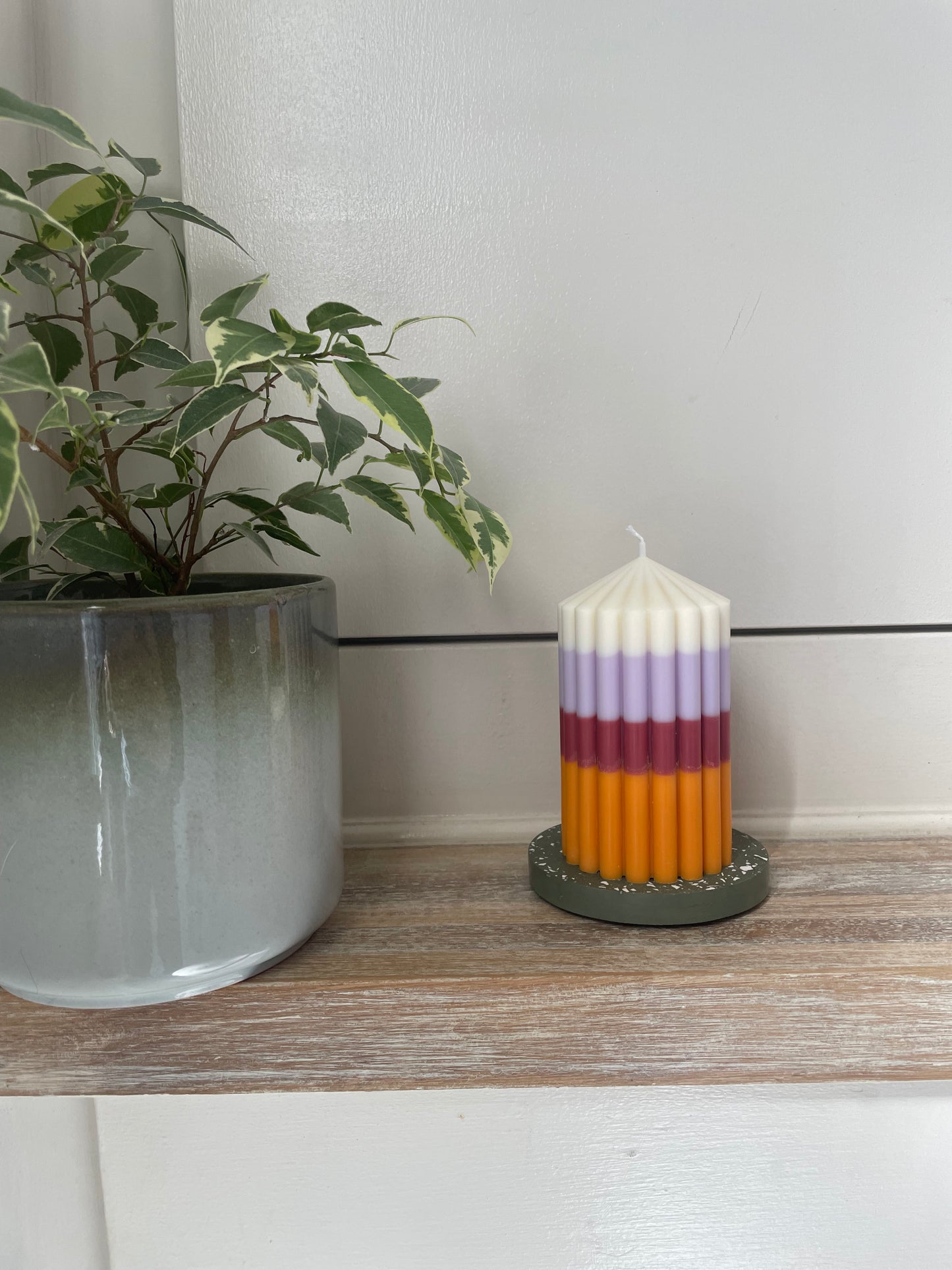 Maude ribbed pillar candle