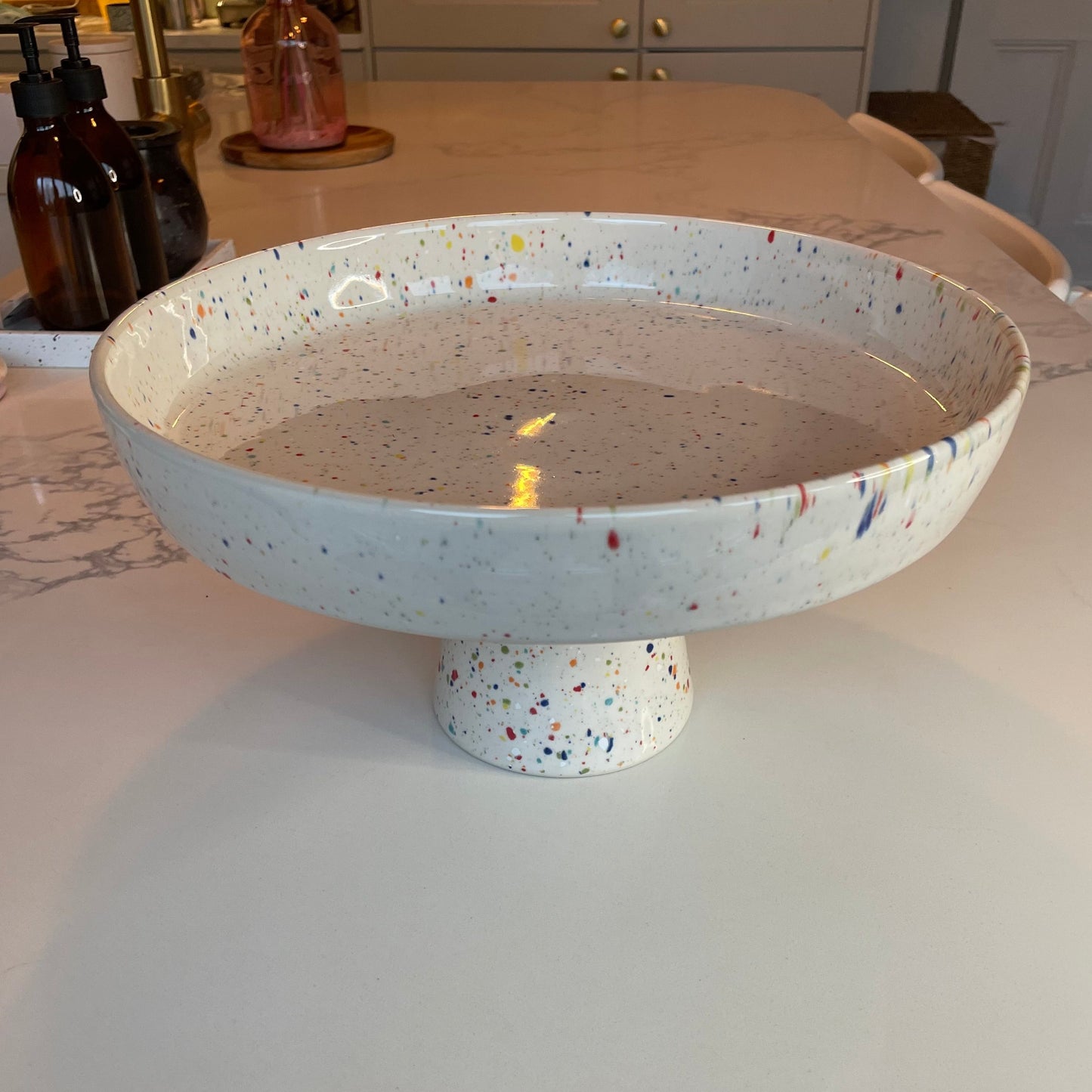 White Cake Stand with Splatter pattern