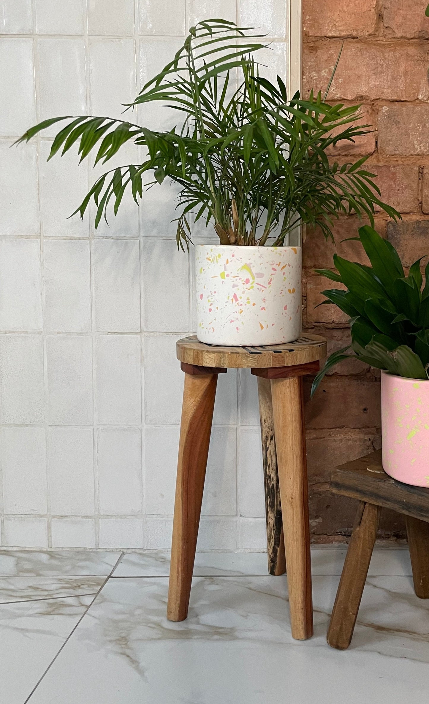 White Terrazzo Style Planter