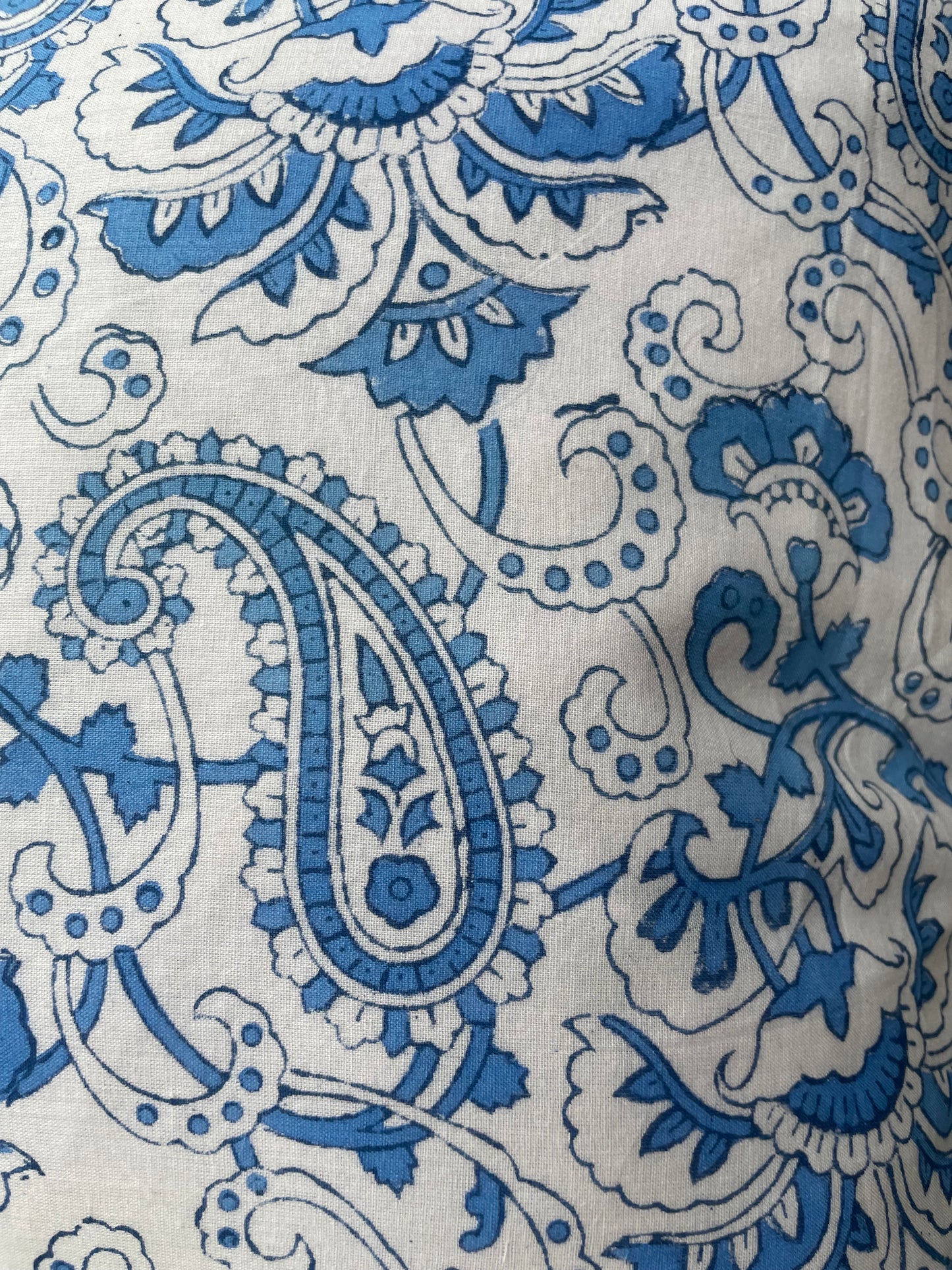 Blue & White Paisley Print Cushion with Matching Frill