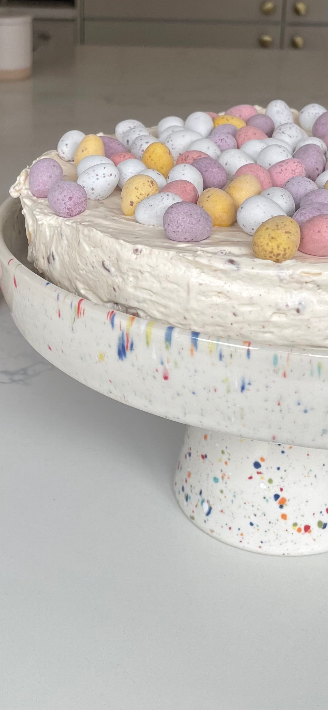 White Cake Stand with Splatter pattern