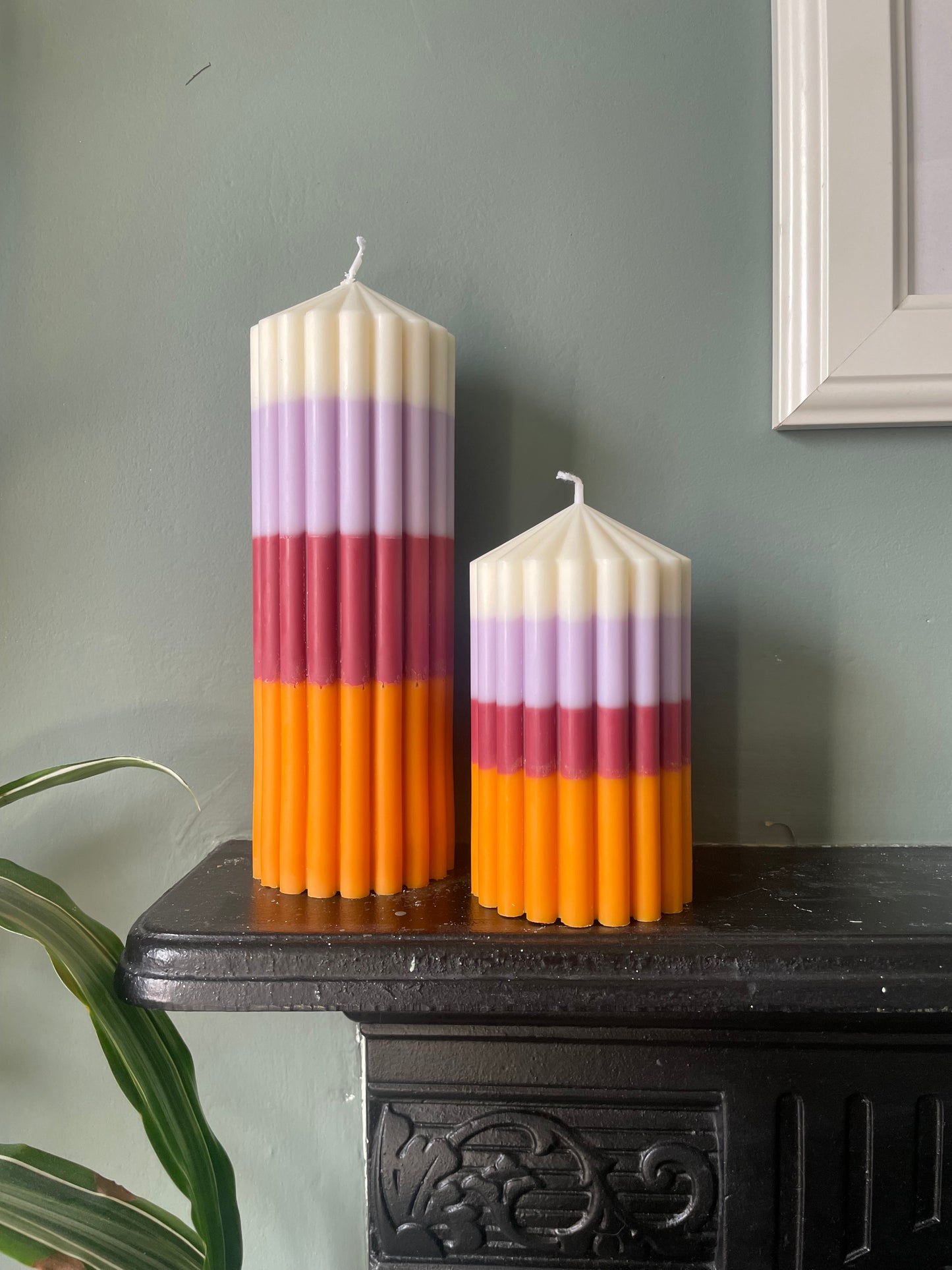 Maude ribbed pillar candle