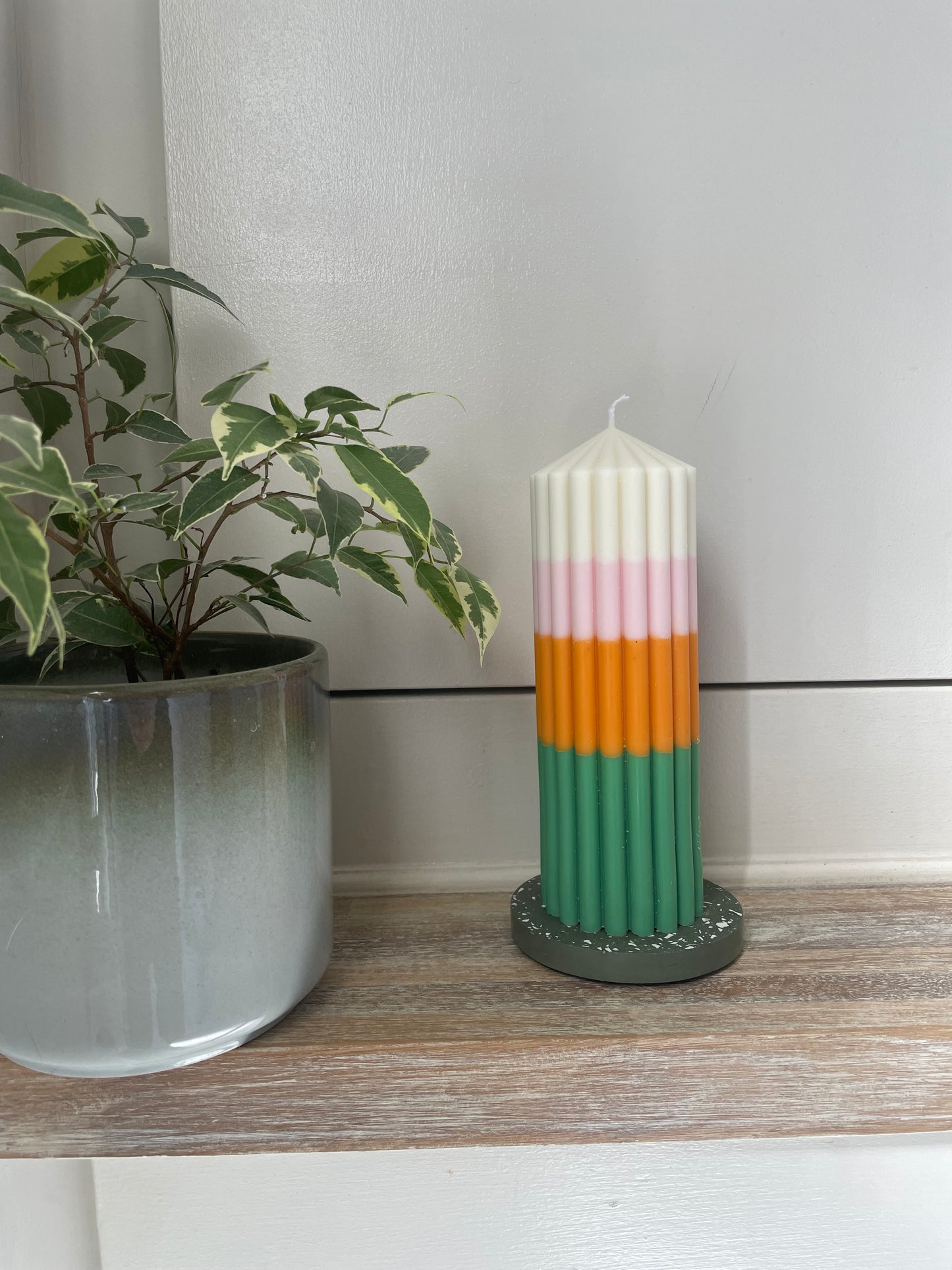 Delores ribbed pillar candle