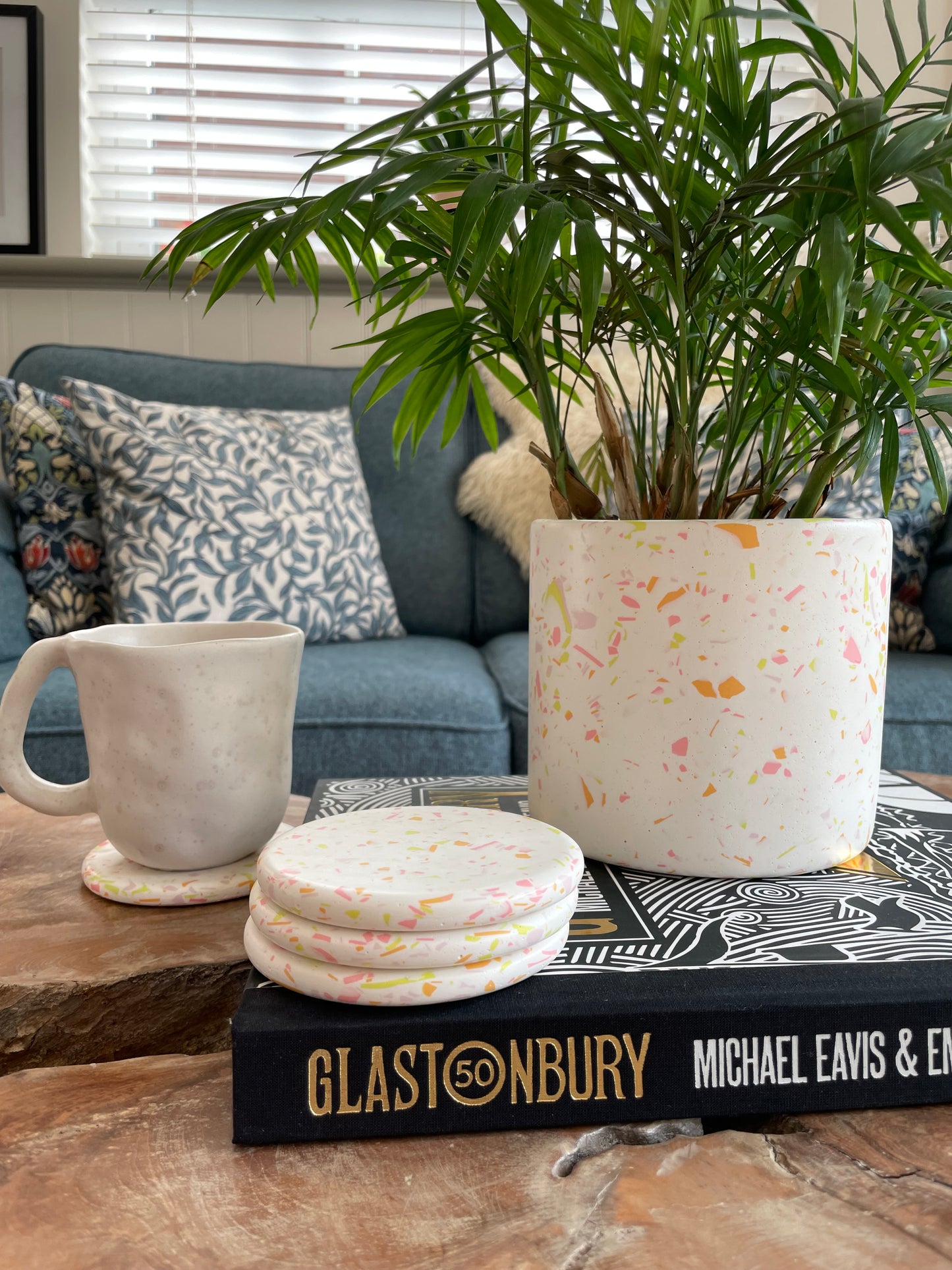 White Terrazzo Style Planter