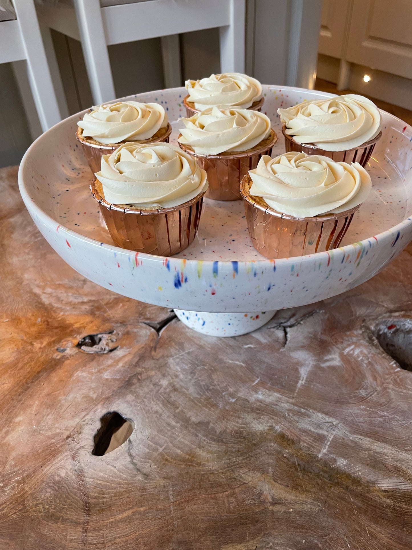 White Cake Stand with Splatter pattern