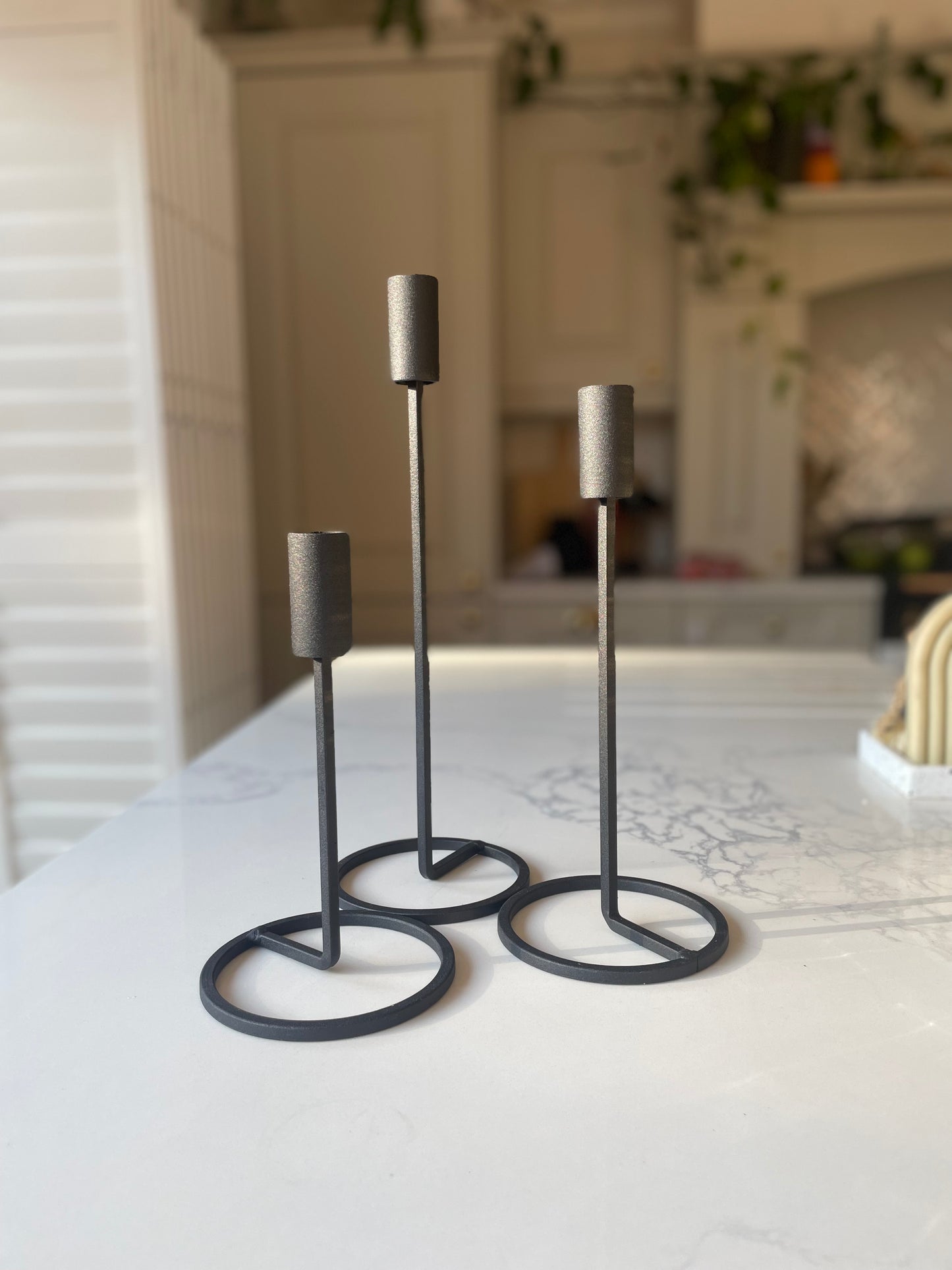 Black iron candle holders