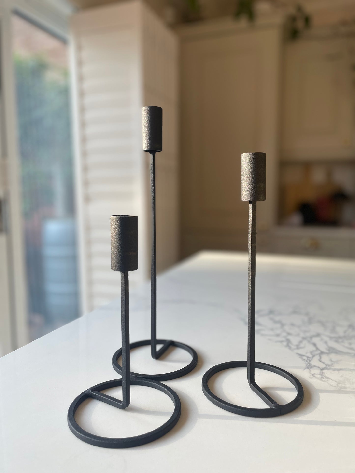 Black iron candle holders