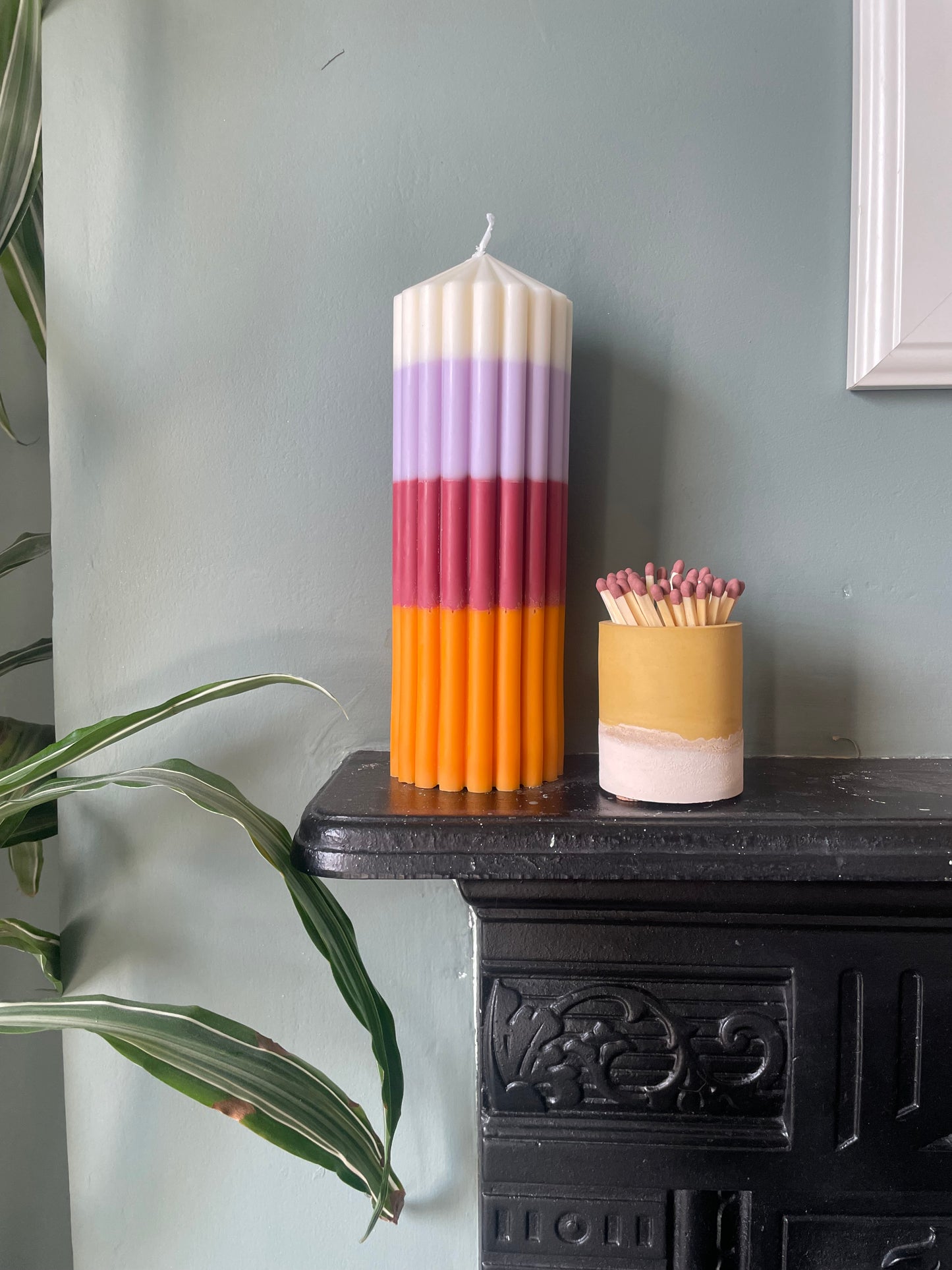 Maude ribbed pillar candle