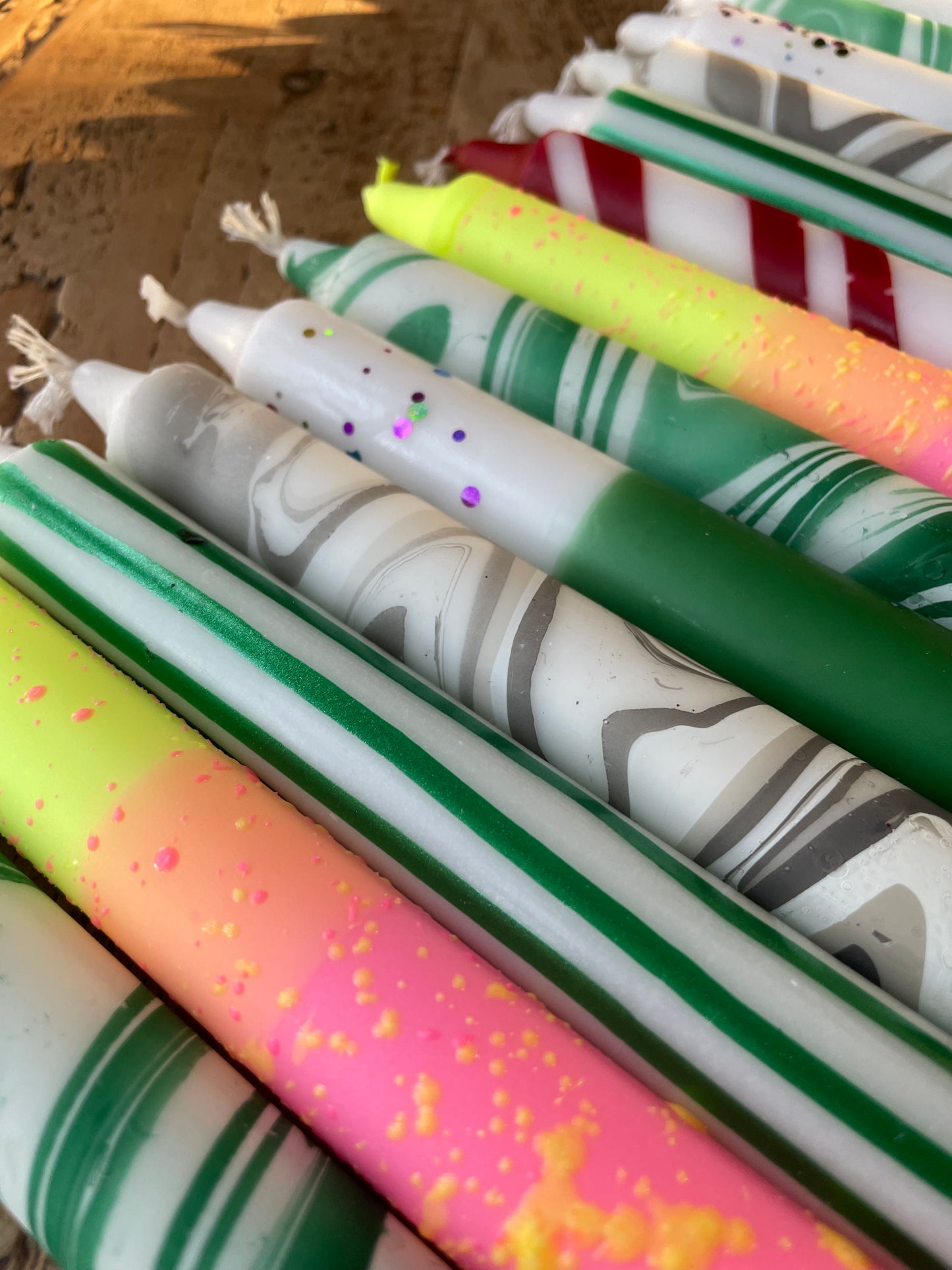 Candy cane diagonal stripe candles