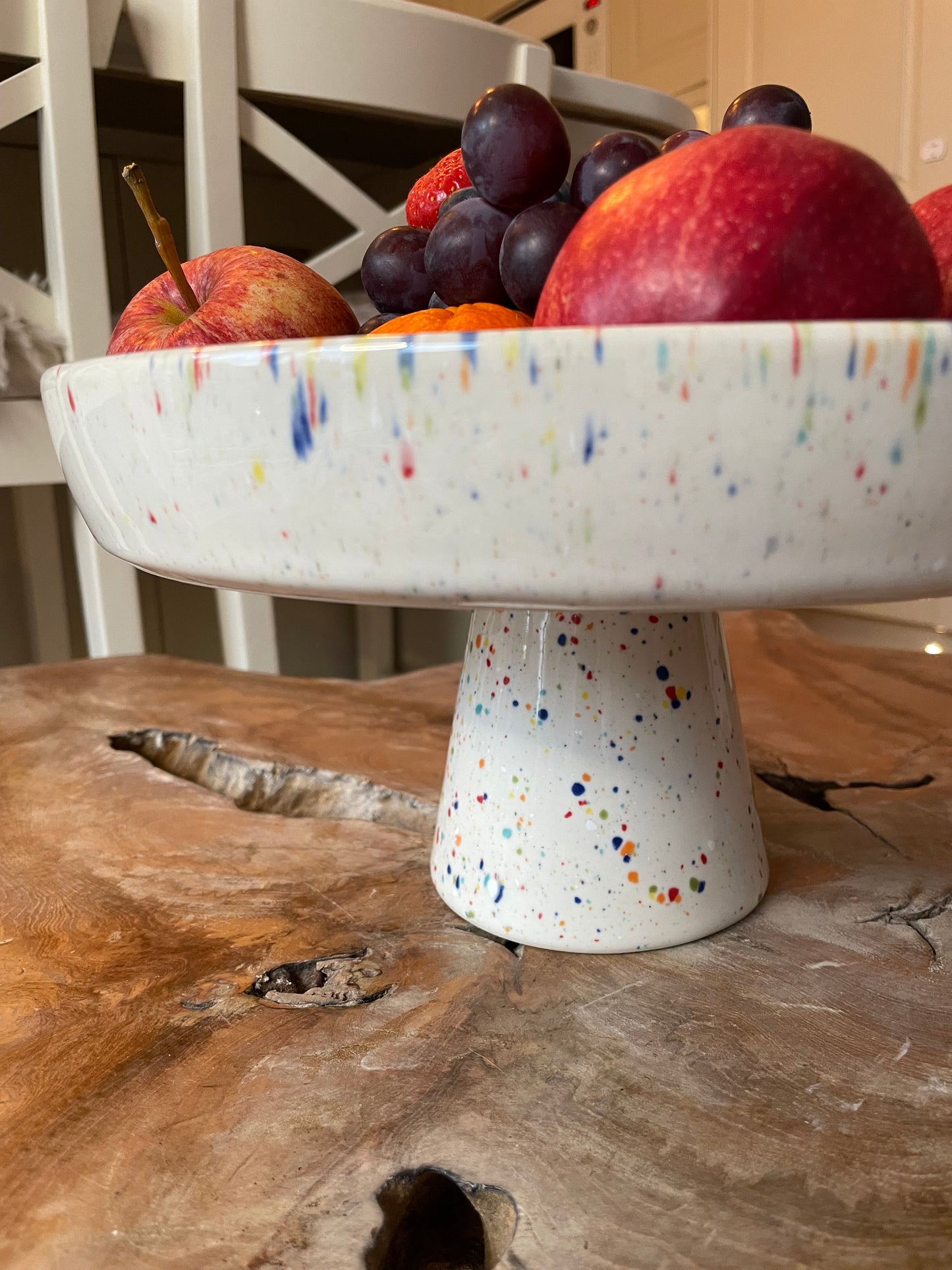 White Cake Stand with Splatter pattern