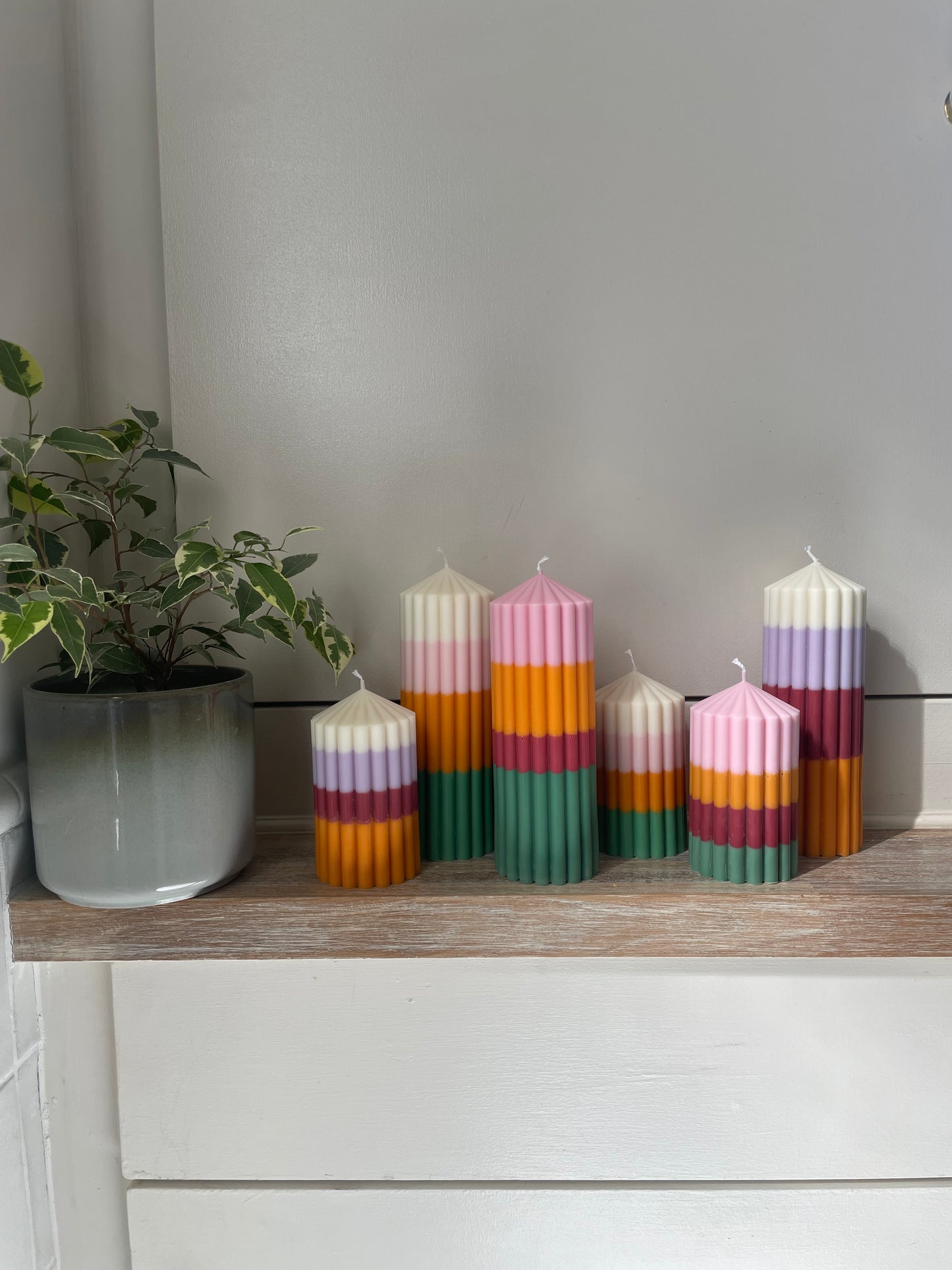 Delores ribbed pillar candle