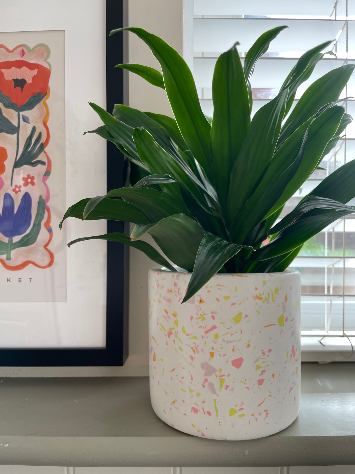 White Terrazzo Style Planter