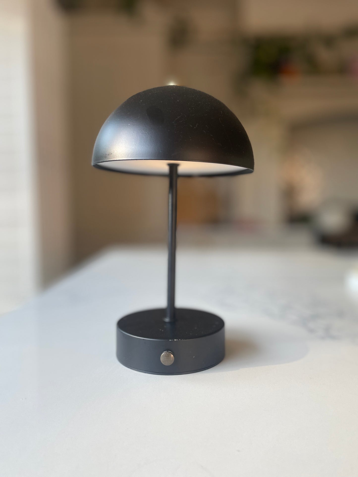 Black portable cordless dome LED lamp