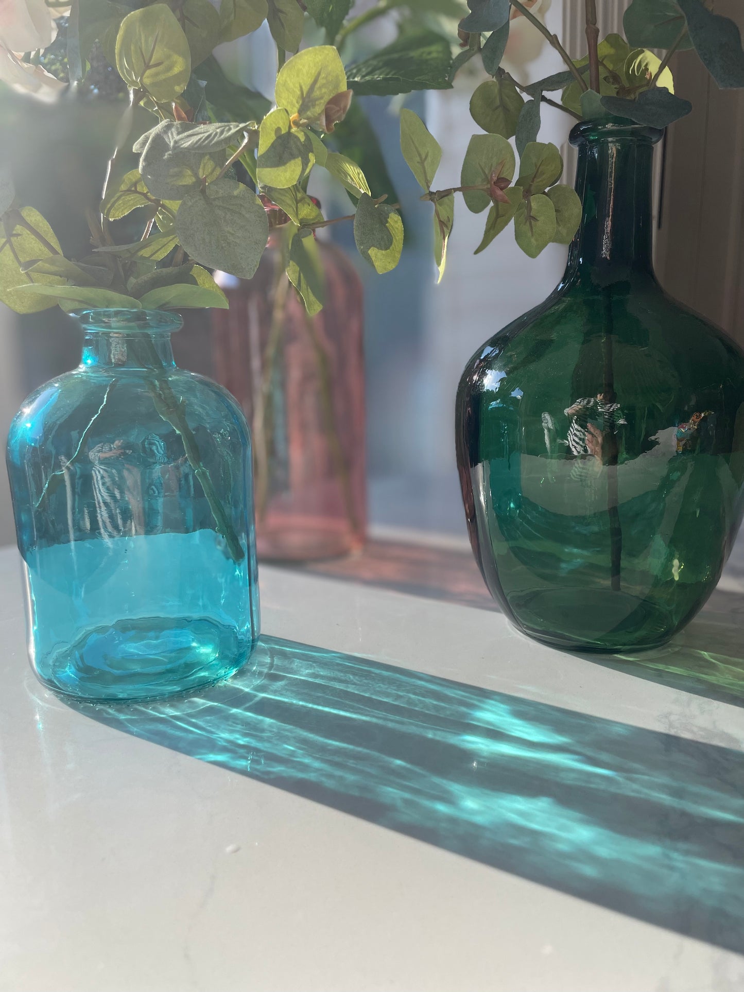 Green glass vase