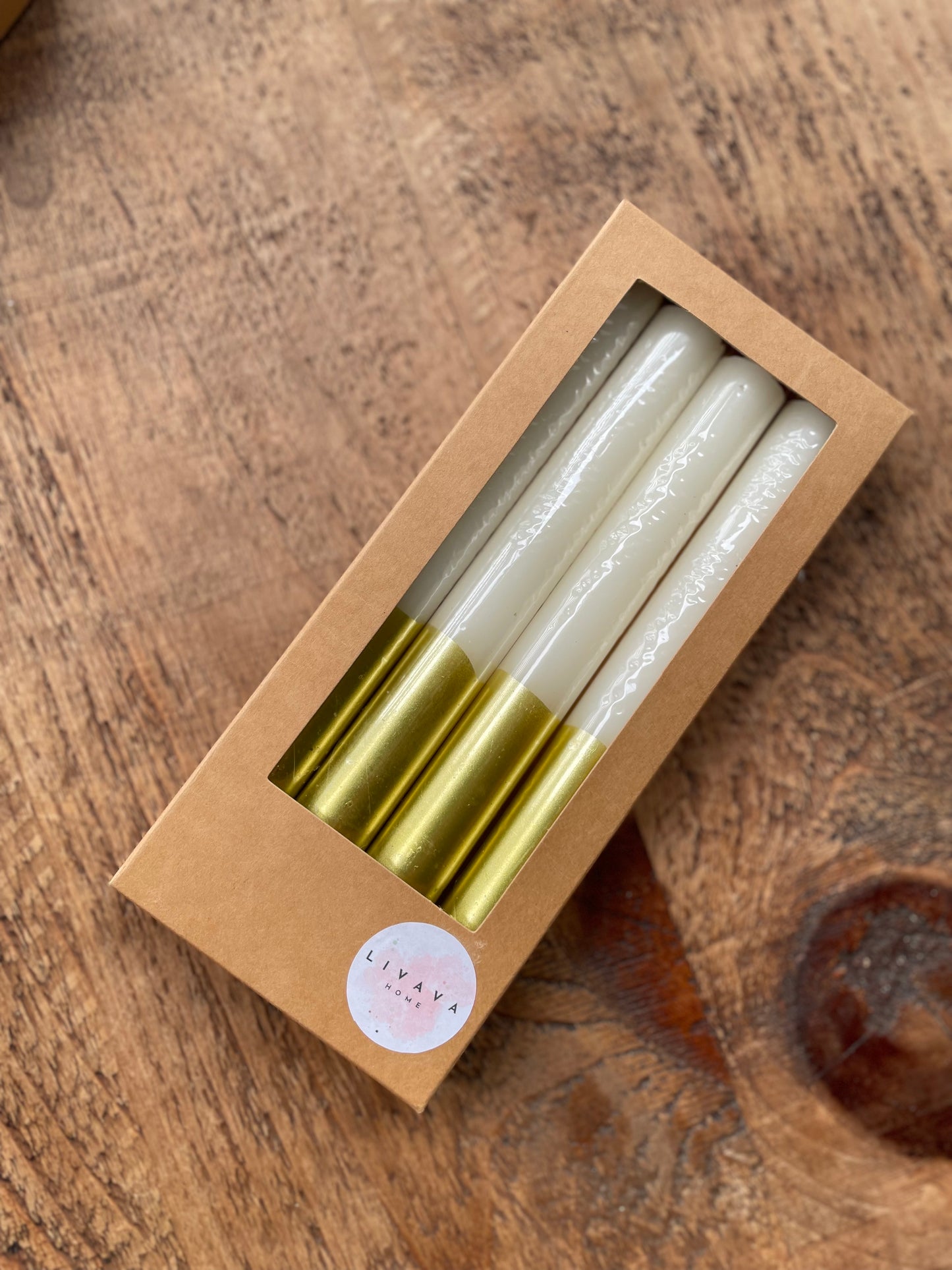 Gold dipped taper candles