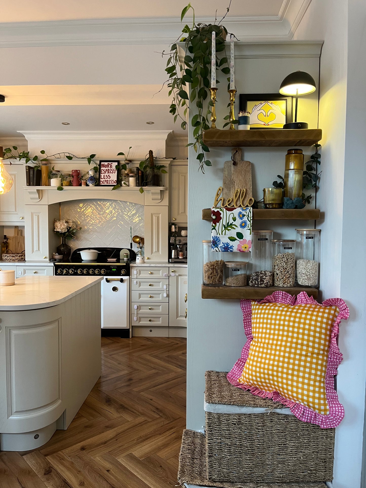 Yellow Gingham Cushion with Pink Gingham Frill | Bright & Cheerful Home Decor