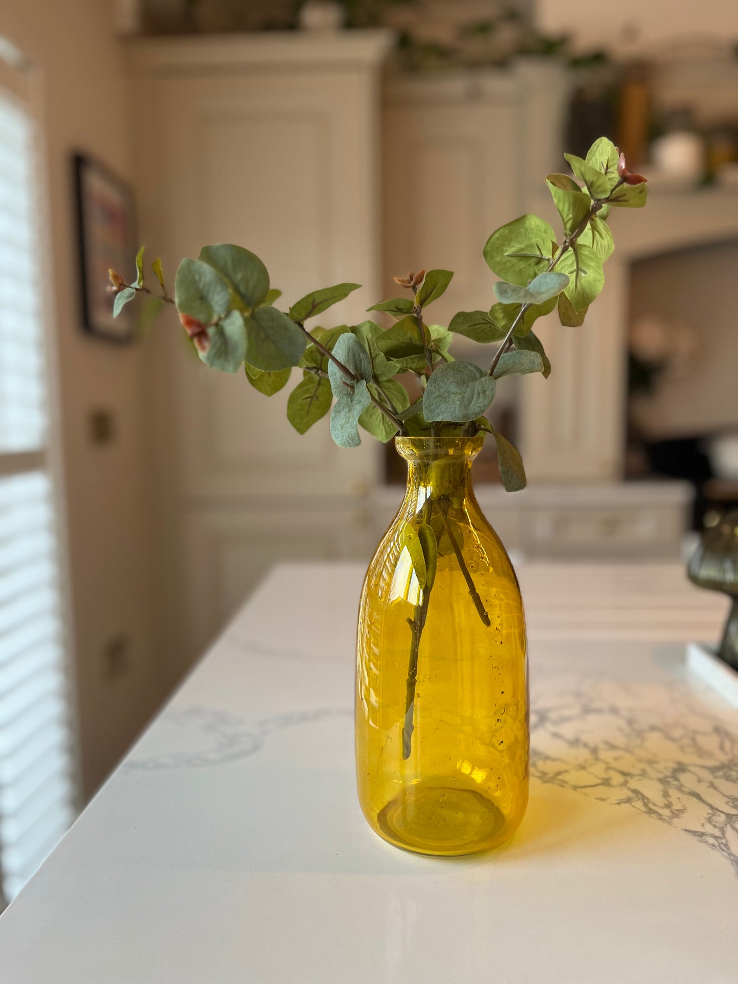 Yellow recycled glass milk bottle vase | Vibrant Elegance