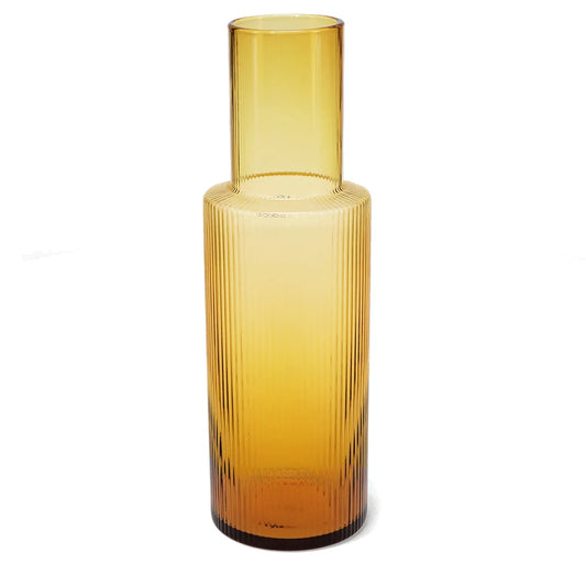 Amber Ribbed Glass Carafe | Elegant & Functional Drinkware