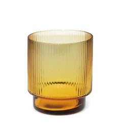 Amber Ribbed Glass Tumbler | Elegant & Functional Drinkware for Your Home