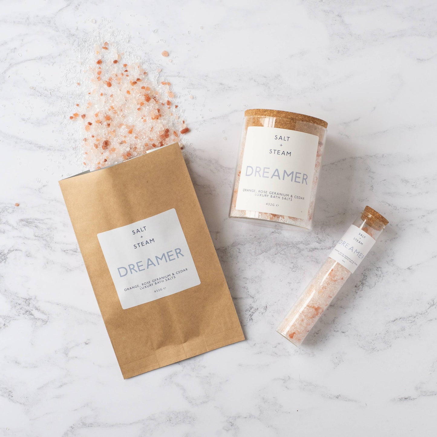 Dreamer bath salts - Orange, Rose Geranium, Cedar & Frankincense