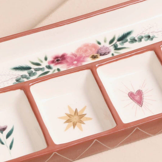 Floral Heart Ceramic Trinket Tray