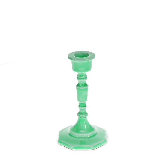 Green Enamel Candlestick | Vintage-Inspired Taper Candle Holder